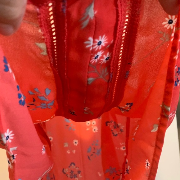 Red orange strappy camisole blouse adjustable straps flowy tank sienna sky - Picture 7 of 10